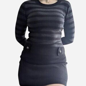Black and grey striped By X By long sleeve knit minidress